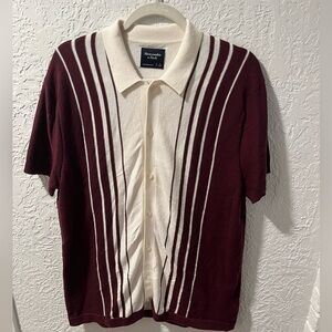 Abercrombie & Fitch Stripe Knit Polo Size L